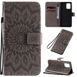 Embossing Sunflower Leather Wallet Case for Samsung Galaxy S10 Lite(6.7 inch) - Gray