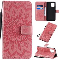 Embossing Sunflower Leather Wallet Case for Samsung Galaxy S10 Lite(6.7 inch) - Pink