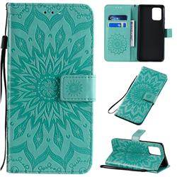 Embossing Sunflower Leather Wallet Case for Samsung Galaxy S10 Lite(6.7 inch) - Green