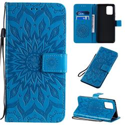 Embossing Sunflower Leather Wallet Case for Samsung Galaxy S10 Lite(6.7 inch) - Blue