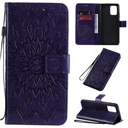 Embossing Sunflower Leather Wallet Case for Samsung Galaxy S10 Lite(6.7 inch) - Purple