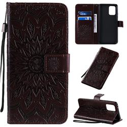 Embossing Sunflower Leather Wallet Case for Samsung Galaxy S10 Lite(6.7 inch) - Brown