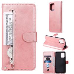 Retro Luxury Zipper Leather Phone Wallet Case for Samsung Galaxy S10 Lite(6.7 inch) - Pink