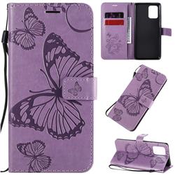 Embossing 3D Butterfly Leather Wallet Case for Samsung Galaxy S10 Lite(6.7 inch) - Purple
