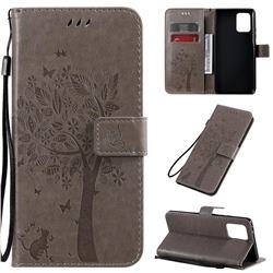Embossing Butterfly Tree Leather Wallet Case for Samsung Galaxy S10 Lite(6.7 inch) - Grey