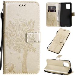 Embossing Butterfly Tree Leather Wallet Case for Samsung Galaxy S10 Lite(6.7 inch) - Champagne