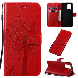 Embossing Butterfly Tree Leather Wallet Case for Samsung Galaxy S10 Lite(6.7 inch) - Red