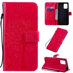 Embossing Butterfly Tree Leather Wallet Case for Samsung Galaxy S10 Lite(6.7 inch) - Rose
