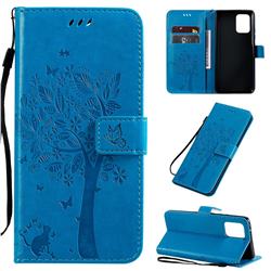 Embossing Butterfly Tree Leather Wallet Case for Samsung Galaxy S10 Lite(6.7 inch) - Blue