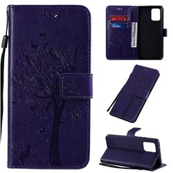 Embossing Butterfly Tree Leather Wallet Case for Samsung Galaxy S10 Lite(6.7 inch) - Purple
