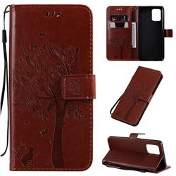 Embossing Butterfly Tree Leather Wallet Case for Samsung Galaxy S10 Lite(6.7 inch) - Coffee