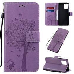 Embossing Butterfly Tree Leather Wallet Case for Samsung Galaxy S10 Lite(6.7 inch) - Violet