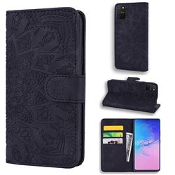 Retro Embossing Mandala Flower Leather Wallet Case for Samsung Galaxy S10 Lite(6.7 inch) - Black