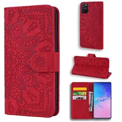 Retro Embossing Mandala Flower Leather Wallet Case for Samsung Galaxy S10 Lite(6.7 inch) - Red