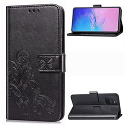 Embossing Imprint Four-Leaf Clover Leather Wallet Case for Samsung Galaxy S10 Lite(6.7 inch) - Black