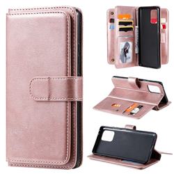 Multi-function Ten Card Slots and Photo Frame PU Leather Wallet Phone Case Cover for Samsung Galaxy S10 Lite(6.7 inch) - Rose Gold