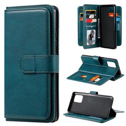 Multi-function Ten Card Slots and Photo Frame PU Leather Wallet Phone Case Cover for Samsung Galaxy S10 Lite(6.7 inch) - Dark Green