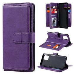 Multi-function Ten Card Slots and Photo Frame PU Leather Wallet Phone Case Cover for Samsung Galaxy S10 Lite(6.7 inch) - Violet