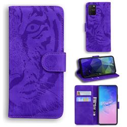 Intricate Embossing Tiger Face Leather Wallet Case for Samsung Galaxy S10 Lite(6.7 inch) - Purple