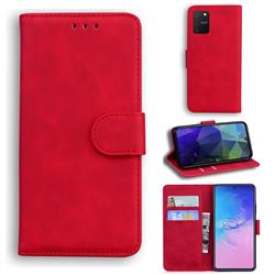 Retro Classic Skin Feel Leather Wallet Phone Case for Samsung Galaxy S10 Lite(6.7 inch) - Red