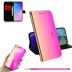 Shining Mirror Like Surface Leather Wallet Case for Samsung Galaxy S10 Lite(6.7 inch) - Rainbow Gradient