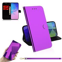 Shining Mirror Like Surface Leather Wallet Case for Samsung Galaxy S10 Lite(6.7 inch) - Purple