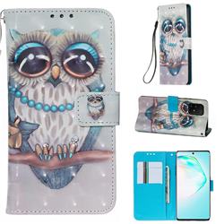 Sweet Gray Owl 3D Painted Leather Wallet Case for Samsung Galaxy S10 Lite(6.7 inch)