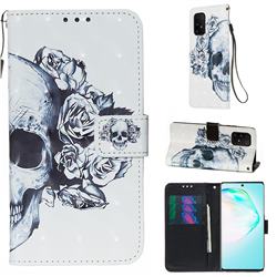 Skull Flower 3D Painted Leather Wallet Case for Samsung Galaxy S10 Lite(6.7 inch)