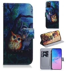 Oil Painting Owl PU Leather Wallet Case for Samsung Galaxy S10 Lite(6.7 inch)