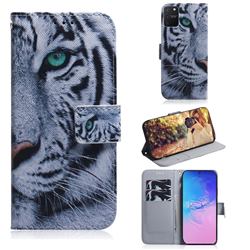 White Tiger PU Leather Wallet Case for Samsung Galaxy S10 Lite(6.7 inch)