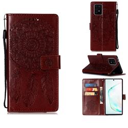 Embossing Dream Catcher Mandala Flower Leather Wallet Case for Samsung Galaxy S10 Lite(6.7 inch) - Brown