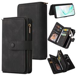 Luxury Multi-functional Zipper Wallet Leather Phone Case Cover for Samsung Galaxy S10 Lite(6.7 inch) - Black