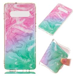Pink Green Soft TPU Marble Pattern Case for Samsung Galaxy S10 Plus(6.4 inch)