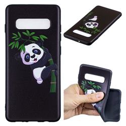 Bamboo Panda 3D Embossed Relief Black Soft Back Cover for Samsung Galaxy S10 Plus(6.4 inch)