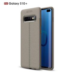Luxury Auto Focus Litchi Texture Silicone TPU Back Cover for Samsung Galaxy S10 Plus(6.4 inch) - Gray
