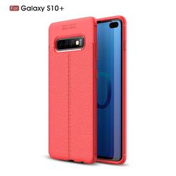 Luxury Auto Focus Litchi Texture Silicone TPU Back Cover for Samsung Galaxy S10 Plus(6.4 inch) - Red