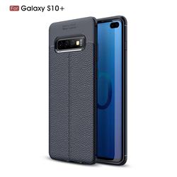 Luxury Auto Focus Litchi Texture Silicone TPU Back Cover for Samsung Galaxy S10 Plus(6.4 inch) - Dark Blue