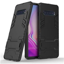 Armor Premium Tactical Grip Kickstand Shockproof Dual Layer Rugged Hard Cover for Samsung Galaxy S10 Plus(6.4 inch) - Black