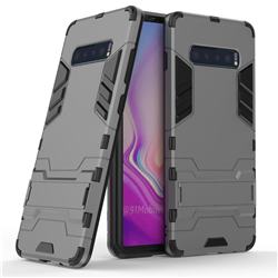 Armor Premium Tactical Grip Kickstand Shockproof Dual Layer Rugged Hard Cover for Samsung Galaxy S10 Plus(6.4 inch) - Gray