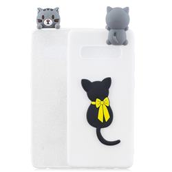 Little Black Cat Soft 3D Climbing Doll Soft Case for Samsung Galaxy S10 Plus(6.4 inch)
