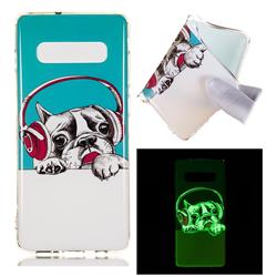 Headphone Puppy Noctilucent Soft TPU Back Cover for Samsung Galaxy S10 Plus(6.4 inch)
