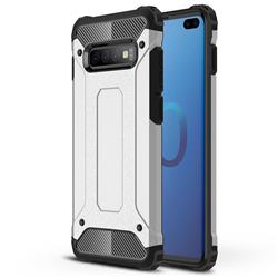 King Kong Armor Premium Shockproof Dual Layer Rugged Hard Cover for Samsung Galaxy S10 Plus(6.4 inch) - Technology Silver