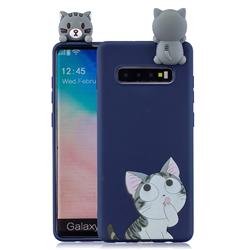 Big Face Cat Soft 3D Climbing Doll Soft Case for Samsung Galaxy S10 Plus(6.4 inch)