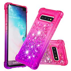 Rainbow Gradient Liquid Glitter Quicksand Sequins Phone Case for Samsung Galaxy S10 Plus(6.4 inch) - Pink Purple