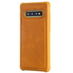 Luxury Shatter-resistant Leather Coated Phone Back Cover for Samsung Galaxy S10 Plus(6.4 inch) - Brown