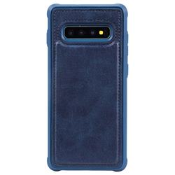 Luxury Shatter-resistant Leather Coated Phone Back Cover for Samsung Galaxy S10 Plus(6.4 inch) - Blue
