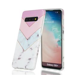 Stitching Pink Marble Clear Bumper Glossy Rubber Silicone Phone Case for Samsung Galaxy S10 Plus(6.4 inch)