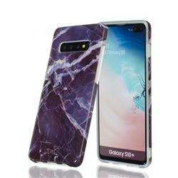Gray Stone Marble Clear Bumper Glossy Rubber Silicone Phone Case for Samsung Galaxy S10 Plus(6.4 inch)