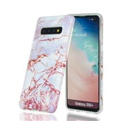 White Stone Marble Clear Bumper Glossy Rubber Silicone Phone Case for Samsung Galaxy S10 Plus(6.4 inch)