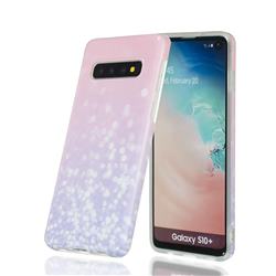 Glitter Pink Marble Clear Bumper Glossy Rubber Silicone Phone Case for Samsung Galaxy S10 Plus(6.4 inch)